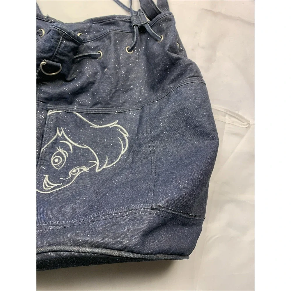 Disneyland Resort Tinker bell Glitter Blue Denim Shoulder Backpack‎ Travel Bag